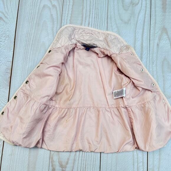 Ralph Lauren Quilted Kids Girls Size 6 Corduroy Trim Jacket Light Pink - Picture 8 of 10